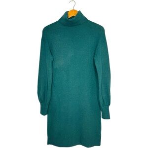 J.Crew Teal Turtleneck Sweater Dress Long Sleeve Knit Classic Size Small
